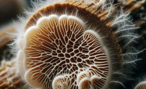 A small wooden dowel with turkey tail mushroom mycelium.